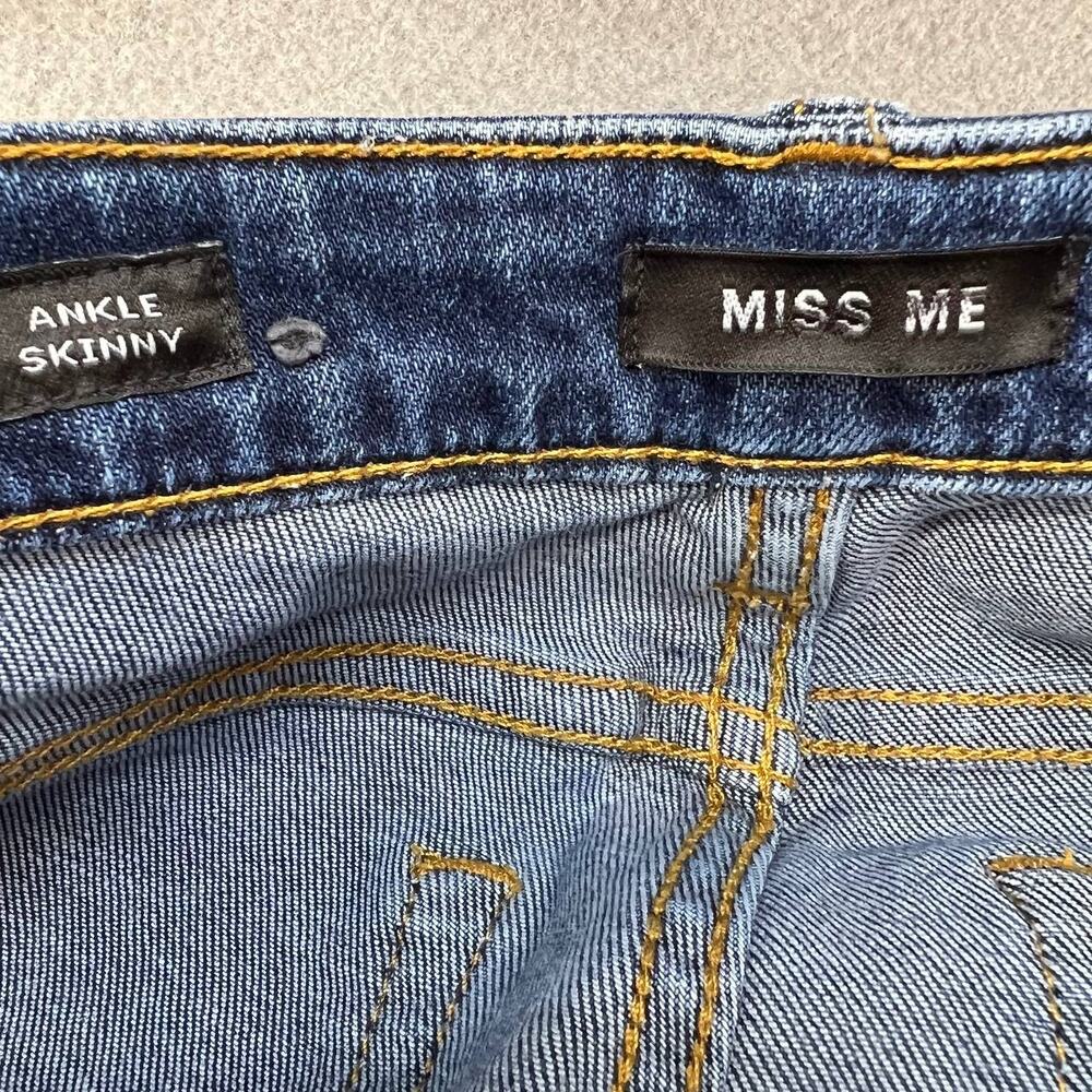 Miss Me Women's Ankle Skinny Size 27 (4) Medium Denim Wash Embroidered Ankles - Picture 9 of 12